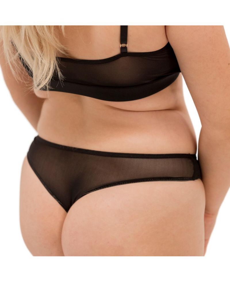 Plus Size Nude Shade Mesh Sheer Stretch Thong