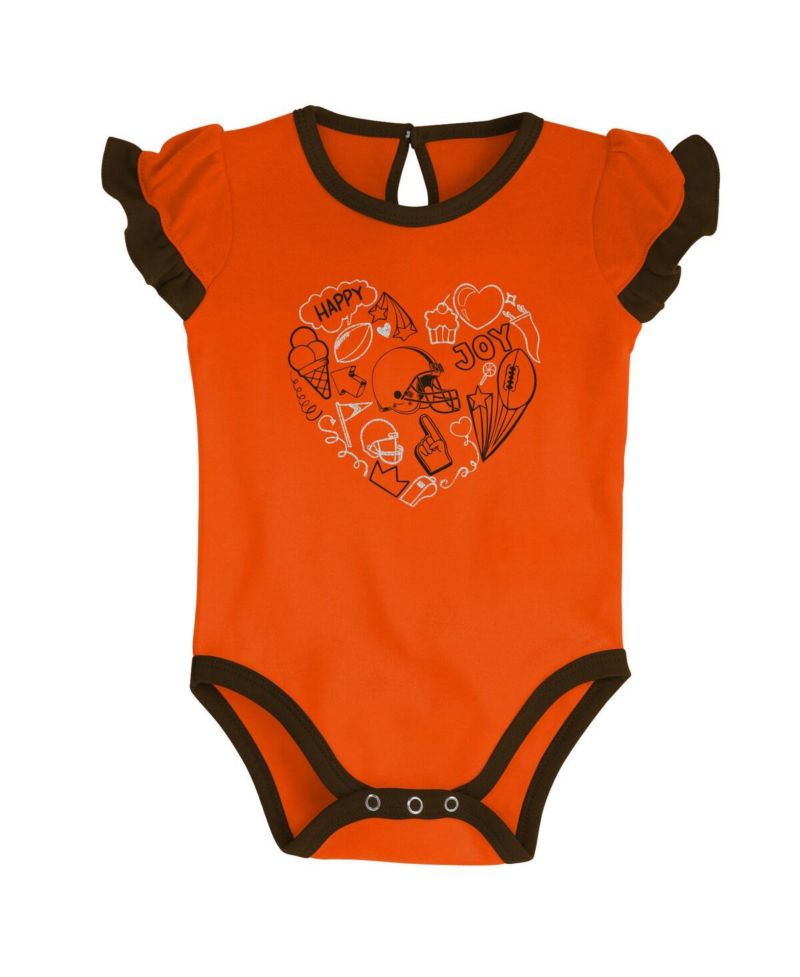Newborn and Infant Boys and Girls Brown, Orange Cleveland Browns Too Much Love Two-Piece Bodysuit Set