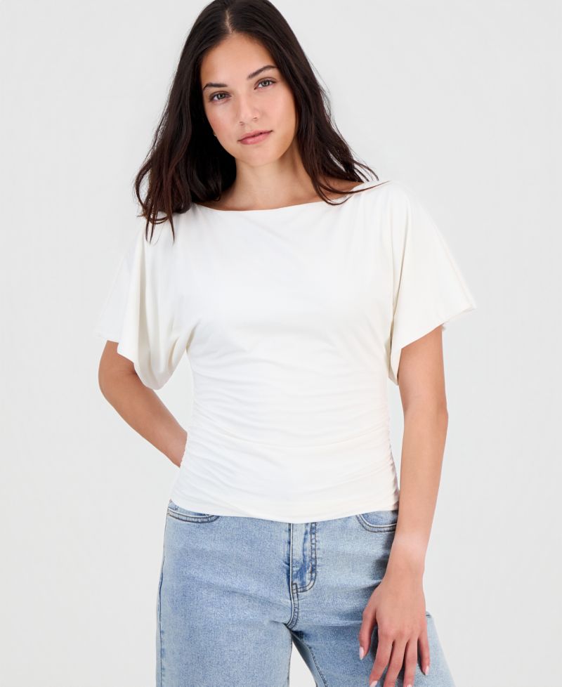 Women's Boat-Neck Flutter-Sleeve Top