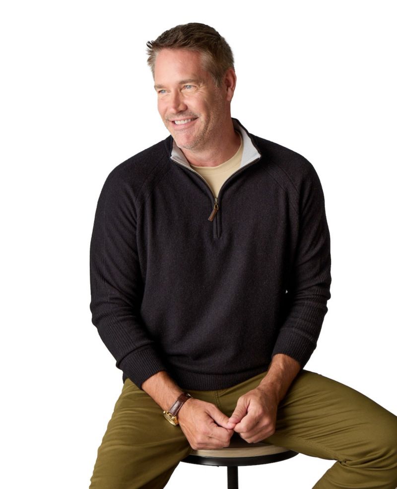 Men's Itch-Free Cashmere Quarter-Zip Sweater with Lining