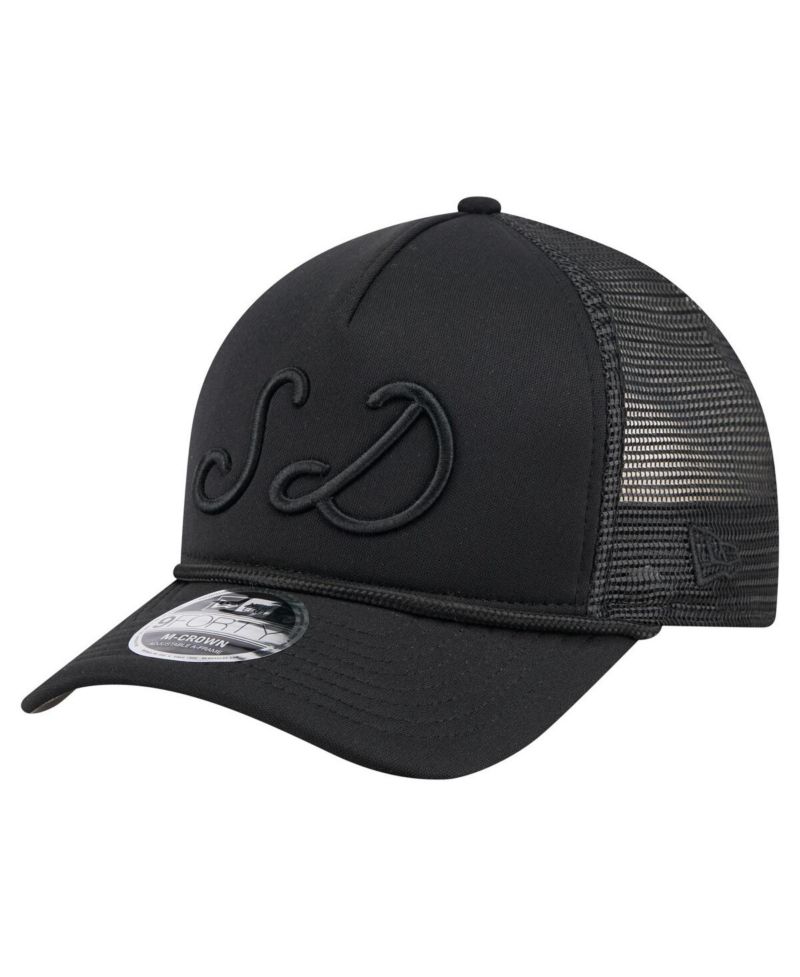 Men's Black San Diego Padres City Initial 9FORTY A-Frame M-Crown Adjustable Trucker Hat