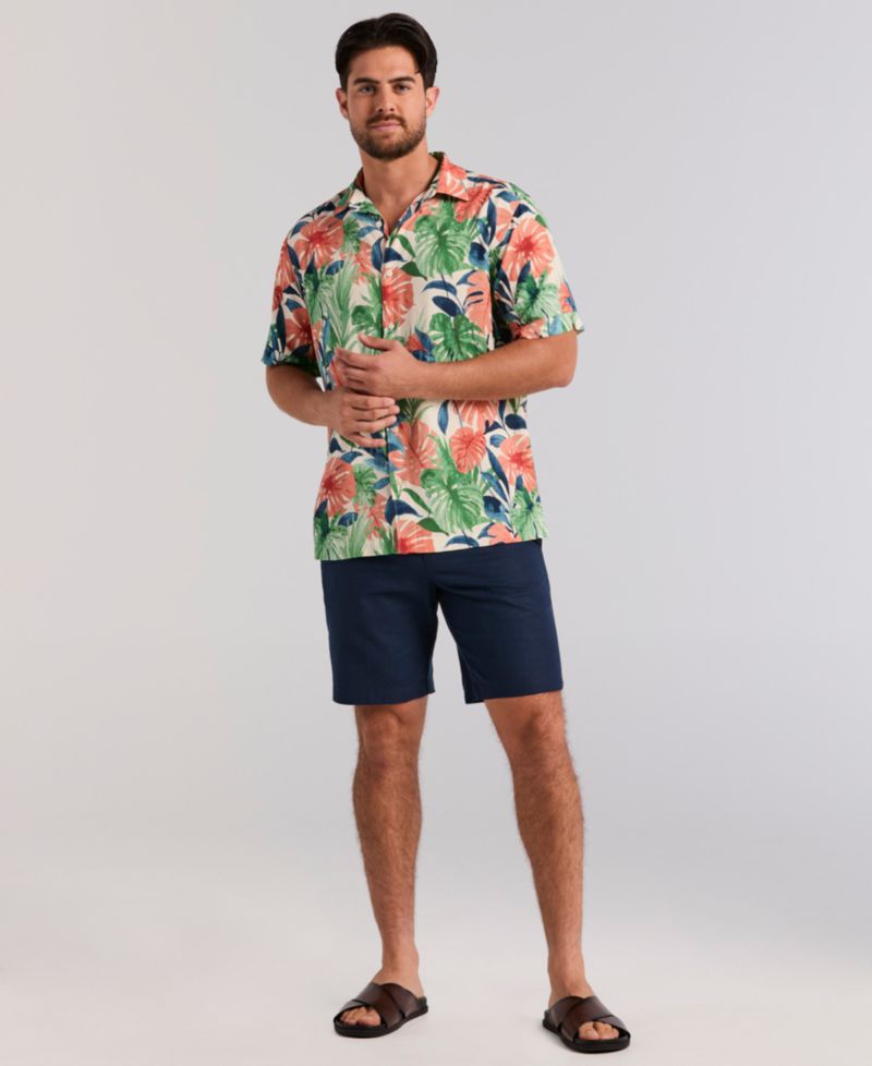 Men's Botanical Print Viscose Shirt
