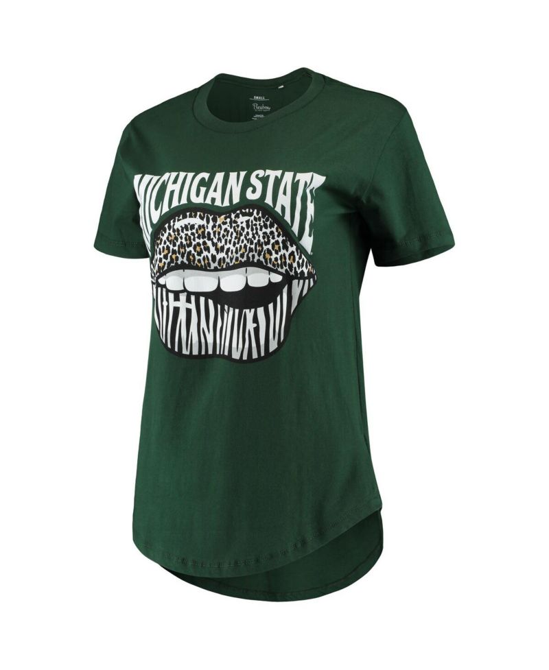Women's Green Michigan State Spartans Wild Lips Core T-shirt