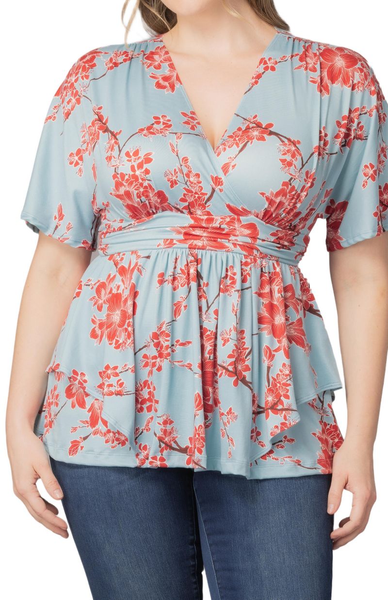 Plus Size Encore Short Sleeve Printed Top