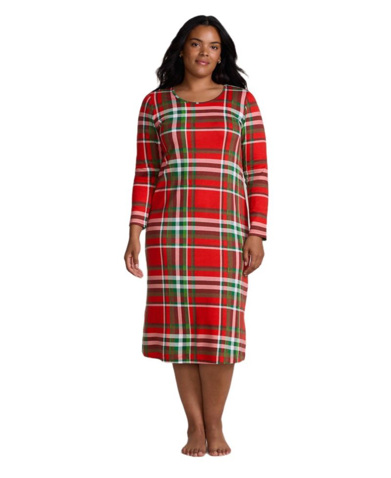 Plus Size Cotton Long Sleeve Midcalf Nightgown