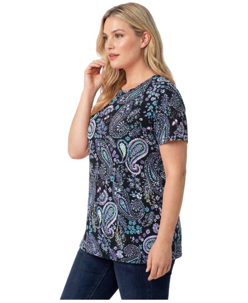 Plus Size Within Perfect Printed Short-Sleeve Crewneck Tee