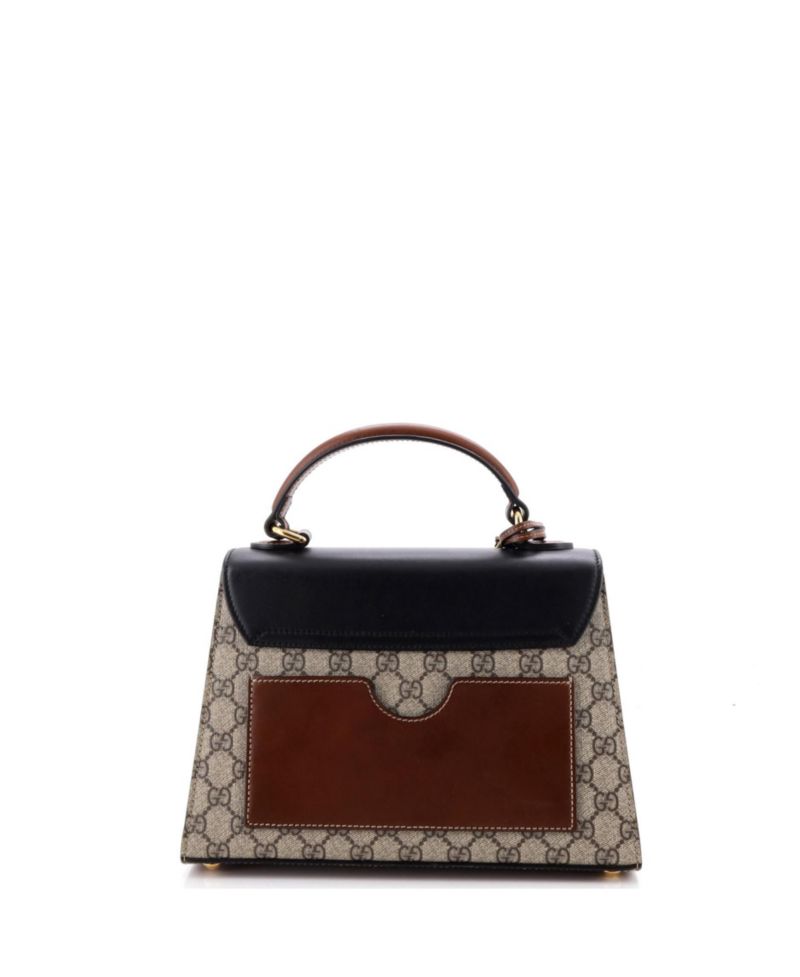 Small Padlock Top Handle Bag GG Coated Canvas and Leather