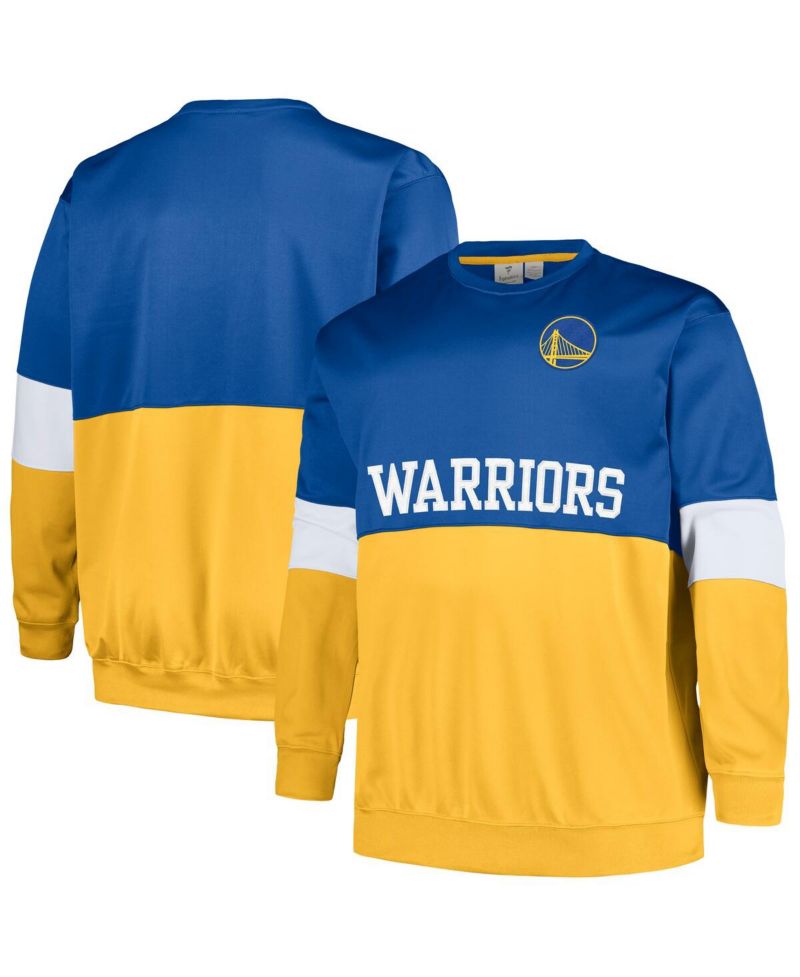 Men's Royal, Gold Golden State Warriors Big and Tall Split Pullover Sweatshirt