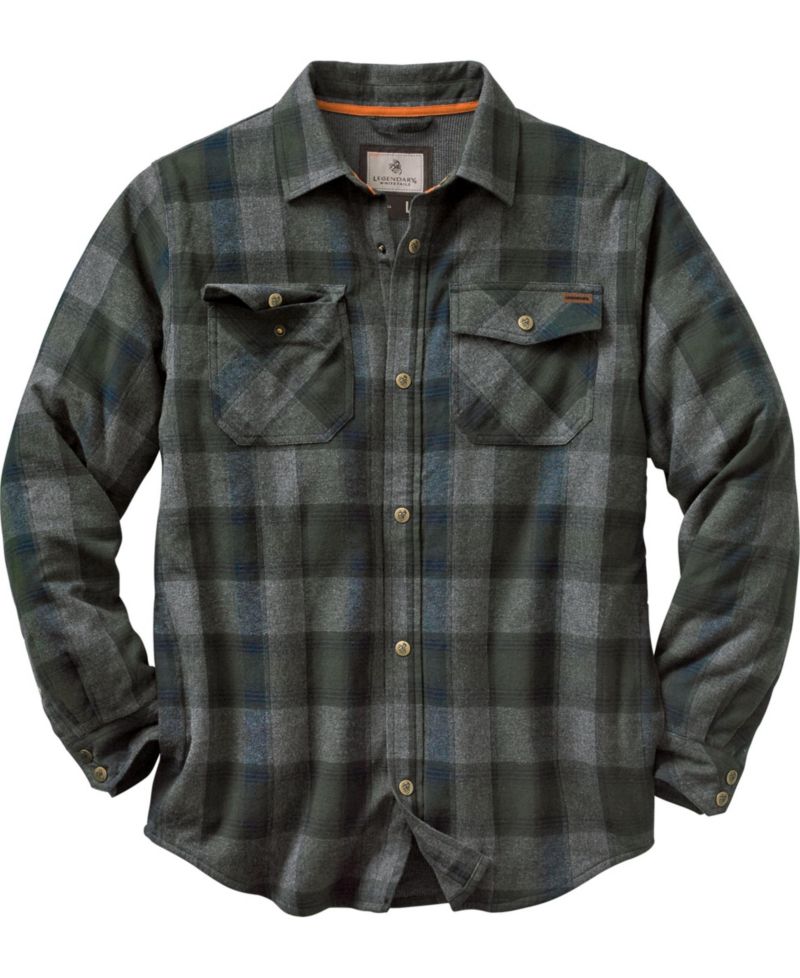 Mens Thermal Lined Plaid Long Sleeve Snap Up Shirt Jacket